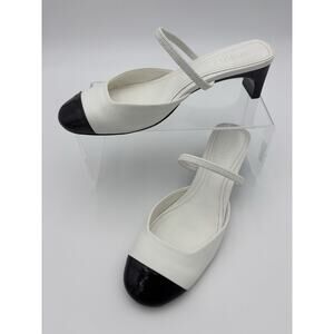 Schutz Bertie Slingback Heels White Black Cap Toe Size 7 Two Tone